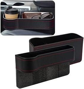 2 Pack Car Seat Gap Filler Organizer Between Front Seat Car Organizer and Storage Box, Auto Premium PU Leather Console with Car Seat Gap Organizer, Car Pocket for Interior Essentials for 2 Side