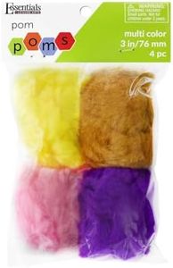 Essentials By Leisure Arts Pom Poms, Multi-Colored -3", 4 Pieces Per Pack