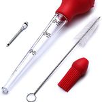 Turkey Baster Kit set of 4, Commercial Grade Quality, Meat Marinade Injector Needle & Meat Baster Syringe w/ BBQ Basting&Cleaning Brush for Easy Clean-BPA-Free 2Yr Warranty-Heat Resistant to 230°C