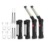 Vagocom LED Battery Powered Rechargeable Flashlight, Super Bright Torch COB Work Light Portable Inspection Lamps Tools with Magnetic Base for Gifts,Workshop,Camping and Emergency(4 Pack)