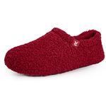 VeraCosy Women's Fuzzy Curly Fur Memory Foam Loafer Slippers Bedroom House Shoes with Polar Fleece Lining (9-10, Wine Red)