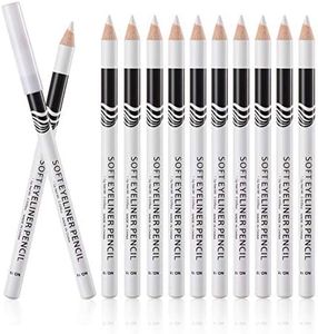 White Eyeliner Pencils Professional Use as Highlighter, Soft, Waterproof, Long-Lasting Eyeshadow, Eye Brightener, Beauty Makeup Tools (12pcs)