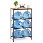 Water Cooler Jug Rack 5 Gallon Water Bottle Holder 4 Tier Water Jug Organizer with Storage Shelf Heavy Duty Water Jug Stand for Home Kitchen Office Breakroom (Rustic Brown)