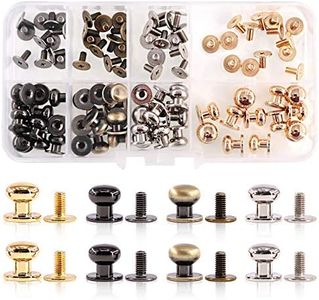 Swpeet 48Sets 4 Colors 8x10x10mm Chicago Screws Round Head Button Stud Slotted Screws Nail Rivet Leather Rivets Craft Belt for DIY Craft Leather Craft Repairs Decoration