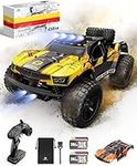 DEERC 9201E 1:10 Large Remote Control Truck with Lights, Fast Short Course RC Car, 48 km/h 4x4 Off-Road Hobby Grade Toy Monster Crawler Electric Vehicle with 2 Rechargeable Batteries for Adult Kid Boy