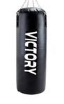 VICTORY Heavy Synthetic Leather Boxing Punching Bag Black | Stainless Steel Hanging Chain | Boxing | MMA | Kickboxing | Muay Thai | Karate | Judo | Taekwondo (2 Feet)