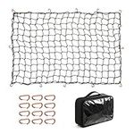 CZC AUTO Bungee Cargo Net 122x183cm Truck Bed Net Stretches to 244x366cm for Pickup Trailer RV SUV Boat | 10cm x 10cm Mesh Net Hold Small and Large |12 Tangle Free Carabiners | Super Duty