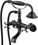 Aolemi Clawfoot Tub Faucet Oil Rubbed Bronze Wall Mount Bathroom Tub Filler with Hand Held Shower Sprayer Vintage Bathtub Faucet Set Double Cross Handle