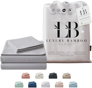 LB Luxury Bamboo Market Split King Size Sheet Set | 2 Fitted Sheets for Sleep Number & Adjustable Beds | Organically Grown | Ultra Soft & Cooling |100% Viscose | 17" Deep Pocket [Dove Grey]