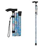 supregear Walking Sticks for Women, Floral Folding Walking Stick for Ladies- Adjustable Lightweight Foldable Collapsible Walking Stick - Balancing Walking Aid, Blue Floral