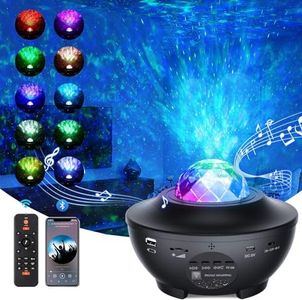 Galaxy Projector, Star Projector Light Ocean Wave Star Night Light, Adjustable Lightness Remote Control Timer 10 Lighting Modes, Built-in Music Speaker for Kids Bedroom Christmas Wedding Party Gift