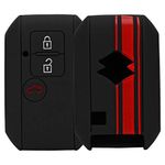 JVCV® Car Key Cover Compatible with Maruti Suzuki Dzire New Swift New Ertiga Smart Key - Rally Stripe (Black Red)