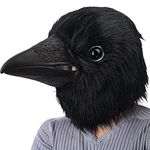 CreepyParty Black Crow Mask Raven Head Latex Realistic Animal Full Head Mask for Halloween Costume Party Carnival Cosplay