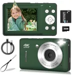 FHD 1080P Digital Camera for Kids, Vintage Digicam with 16X Zoom, Face Detect, Smile Capture, Anti Shake, Compact Point and Shoot Camera for Teens（ Green）