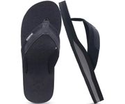 KuaiLu Men's Yoga Mat Leather Flip Flops Thong Sandals with Arch Support