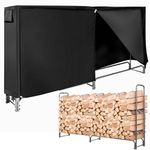 COSTWAY 4FT/5FT/6FT/8FT Firewood Log Rack, Wood Storage Holder with Waterproof Zipper PVC Cover, Heavy Duty Firewood Storage Shelf Stand for Indoor Outdoor Fireplace (with Cover, 8FT(241x35x123cm))