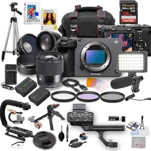 Sony FX3A Full-Frame Cinema Camera with Sigma 30mm f/1.4 DC DN Lens, LED Light, Microphone, 128GB Extreme Speed, U-Grip, Filters, Tripod, Case, Software, & More – Pro Video Bundle (36pc)