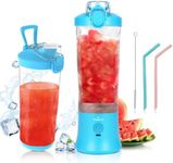 Vaeqozva Portable Blender Smoothie Maker for Shakes and Smoothies,600ml Personal Blender,270W Mini Blender USB Rechargeable with 6 Blades,Smoothie Blender on the Go Cup for Travel Sports Office,Blue