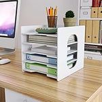 Natwind 5-Tier Office Paper Organizer for Desk Desktop Organizer File Holder Office Desk Organizer Letter Tray & A4 Paper Holder Document Storage Rack for Home Office School(5H-Tier)