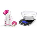 Nano-Cure FS 550 Facial Steamer & Medical Steam Inhaler Vaporizer with Nano-Ionic Technology, UV Sterilization, 55ml water tank & 1 Year Warranty & Health Sense Chef-Mate Digital Kitchen Scale, Multicolor