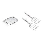 MASTERCLASS Spiked Carving Tray, Stainless Steel, Silver, 38 x 26.5cm Stainless Steel Meat Lifting Forks (Set of 2), Silver