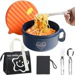 Microwave Ramen Bowl for Soup and Instant Noodles with Insulated Lunch Bag with Cultery - Microwavable Ramen Cooker, Dorm Decor, Momofuku Noodles, BPA-Free - Perfect for College Gift,Holiday Gift