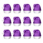 (12 Pack) Purple Felt Christmas Santa Hats for Adults & Kids in Bulk