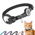 Airtag Cat Collar Breakaway with QR Code Name Tag, Reflective cat Collar airtag Holder with Bell, Cat ID Tag Personalized, Ultra-Durable, Adjustable, Quick Release, Fits Small Large Cats (8.5-11.5")