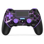 Geebond Wireless Controller for PS4, High Performance Wireless Gamepad with 6-Axis Sensor,3.5mm Audio Jack, mini LED indicator, USB cable and non-slip - Purple