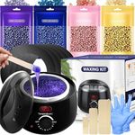 Wax Warmer Waxing Kit for Women and Men: Digital Waxing Kit Wax Hair Removal with 4-Pack Hard Wax Beads,30 Wax Sticks- at Home Wax Kit for Full Body,Brazilian,Bikini,Eyebrow,Face,Sensitive Skin Wax Pot