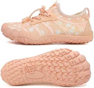 UBFEN Water Shoes for Kids Boys Girls Aqua Socks Barefoot Beach Sports Swim Pool Quick Dry Lightweight Toddler Little Big Kid G Apricot 8 Big Kid