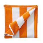 100% Cotton Velour Oversized Beach Towel | Orange Cabana Stripe Pool Towels | Quick Dry, Large Swim Towels for Adults and Kids (40" x 70", Orange)