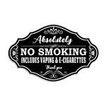 Maoerzai No Smoking Sign for House, No Vaping Sign for Home, Industrial Warning Signs for Office Outdoor Indoor Supplies, Smoke Free Restaurants & Gas Stations Wall Decor Use. (8 X 5 inch, Black - No