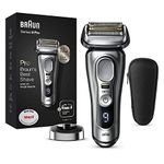 Braun Series 9 Pro Electric Shaver With 3+1 Head, ProLift Trimmer, Charging Stand & Travel Case, Sonic Technology, UK 2 Pin Plug, 9417s, Silver Razor