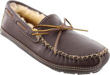 Minnetonka Men's Chocolate Sheepskin Lined Moose Slipper 12 D(M) US