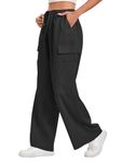 Famulily Women Casual Harem Trousers Summer Wide Leg Linen Pants High Waist Tie Up Solid Palazzo with Pockets Black XL
