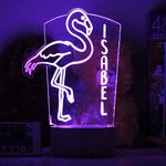 Etchey Personalized Flamingo Night Light, Girl's Room, Kid's Bedroom Decor Children's Kids