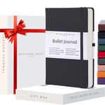 BEECHMORE BOOKS Dotted Journal Bullet Notebook, 8.3 x 5.8 inch 112 Dotted pages, Hardcover Grid Dot Leather Journals For Women, Men - 160 GSM Thick Paper, Gifts Box Included