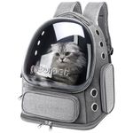 Cat Backpack Carrier, Breathable Cat Carrier Backpack Large Space Cat Bubble Backpack for Kitty Small Dog, Foldable Airline Approved Cat Backpack, Transparent Cat Travel Backpack Up to 20 lbs (Grey)