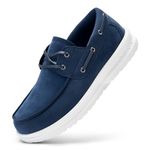 FitVille Men's Slip On Loafers, Arch Support Boat Shoes for Plantar Fasciitis Indigo Blue