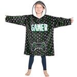 CityComfort Fleece Hoodie Blanket for Kids and Teenagers - Football One Size Kids Oversized Hoodie with Sherpa-Lined Hood Gaming Gifts for Kids (Green/Black)