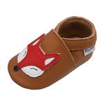 Mejale Baby Genuine Leather Shoes Infant Newborn Soft Sole Crawling Toddler Moccasins Boys Girls Cute Brown Fox Newborn Gift Slippers(12-18 Months, L)