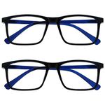 OPULIZE Ink 2 Pack Reading Glasses Large Black Blue Mens Womens Spring Hinges RR4-1 +2.50