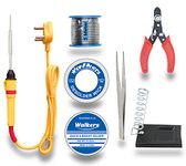 Walkers BASIC 7IN1 COMPLETE KIT SOLDERING IRON MACHINE TOOL KIT | SOLDER WIRE | STAND | WIRE CUTTER | SOLDERING PASTE FLUX | TWEEZER | DESOLDERING WICK 25 W Simple (Flat Tip)