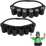 Jiuguva 2 Pcs 6 Pack Beer Belt Holder for Men 6 Cans Beer Can Holder for Drinking Adjustable Black Beer Drinking Accessories for Halloween Christmas Men Women Outdoor Camping Hiking Picnic Party,