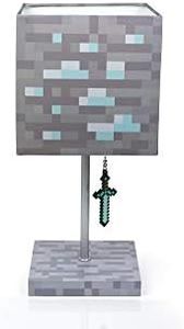 Minecraft Diamond Ore Block LED Lamp w/ 3D Diamond Sword Puller | 14-Inch Lamp