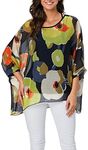 Vanbuy Womens Summer Beach Cover Up Shirt Flowy Crewneck Chiffon Batwing Blouse Z91-4340