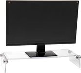 Mind Reader Monitor Stand, Desktop Organizer, Riser, Office, Acrylic, 8.5" L x 23.5" W x 4.125" H, Clear