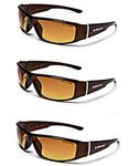 Brown 3 PACK HD Vision Anti-Glare Driving Glasses X-Loop