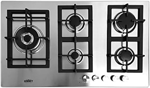 Summit GCJ536SS, 34-Inch-Wide 5-Burner Gas Cooktop, Stainless Steel with Sealed Burners, Cast Iron Grates, NG/LPG Conversion Kit, Wok Ring, Flame Failure Protection, Easy to Clean, Cord Included